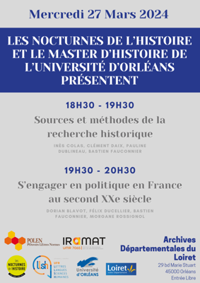 "Nocturnes de l'Histoire" organisées par l'Université d'Orléans