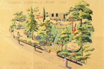 Le plan pour l'aménagement du jardin d'Aschères-le-Marché réalisé en 1959.