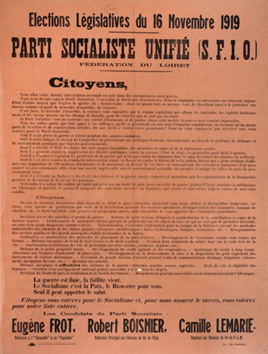 Elections législatives, profession de foi, liste de Concentration et de Rénovation Républicaine, 16 novembre 1919
