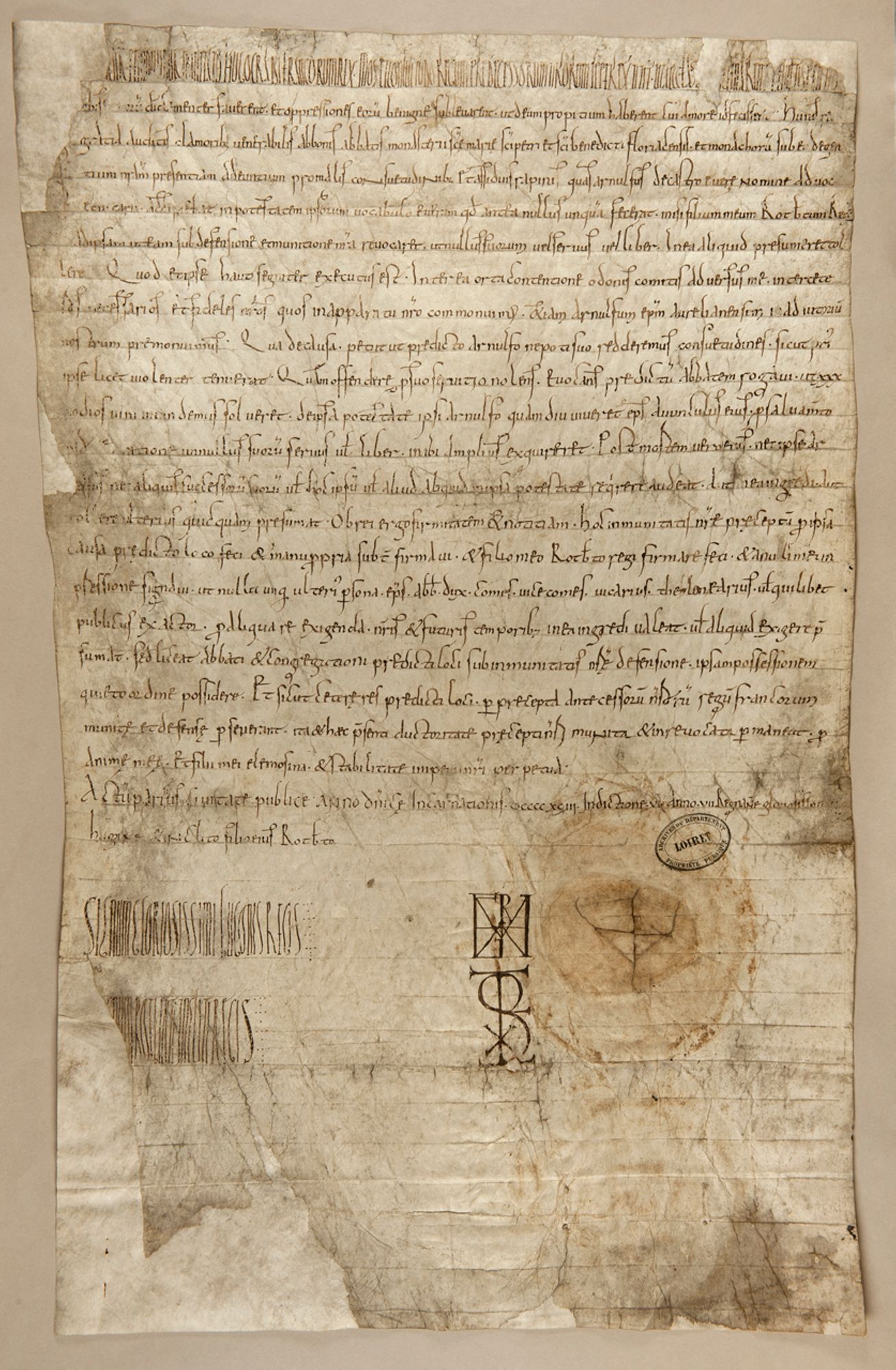 Diplôme de Hugues Capet pour l'abbaye de Fleury - 993.