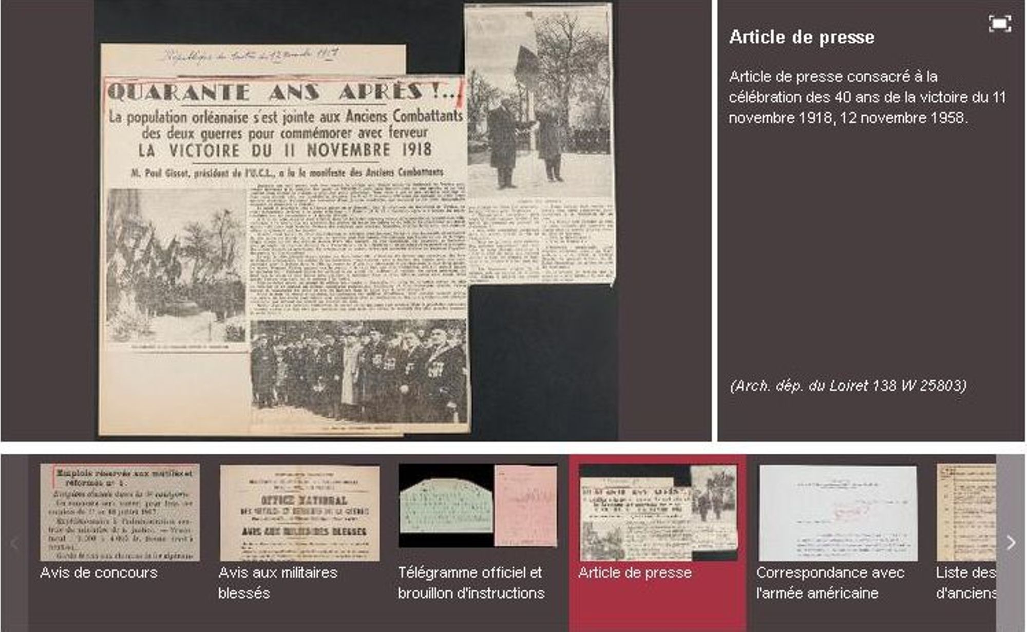 Découvrez les archives relatives aux anciens combattants