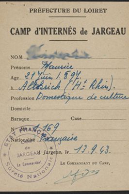 Documents numérisés relatifs aux camps d'internement