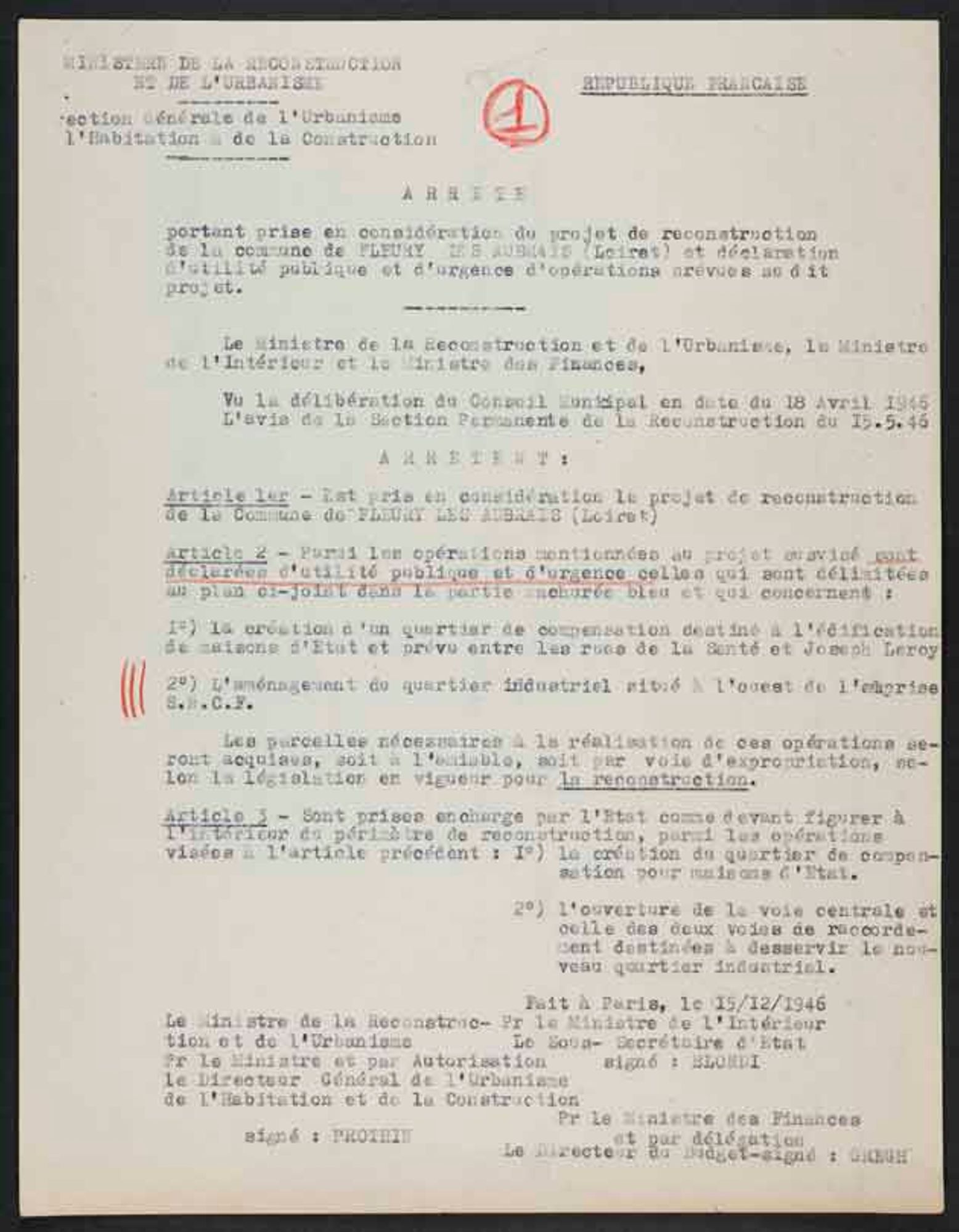 Projet de reconstruction de Fleury-les-Aubrais