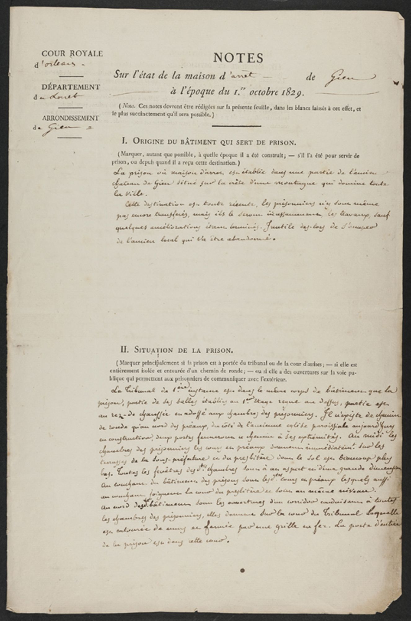 Enquête de la Cour royale (1ère page)