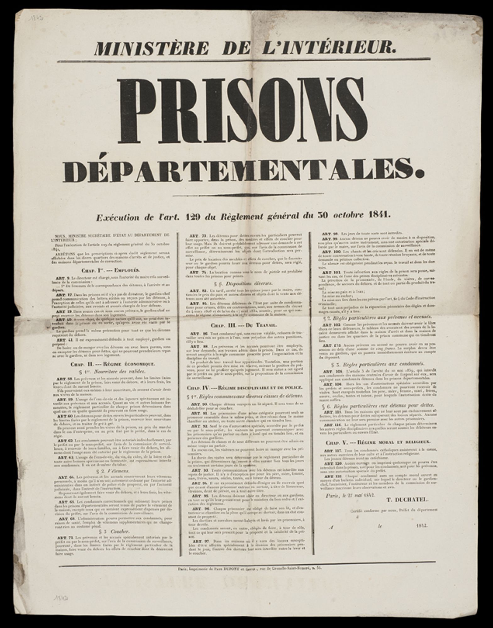 Règlement des prisons