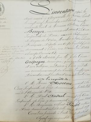 Extrait de l’inventaire du château d’Augerville-la-Rivière après le décès de Pierre-Antoine Berryer, 1868