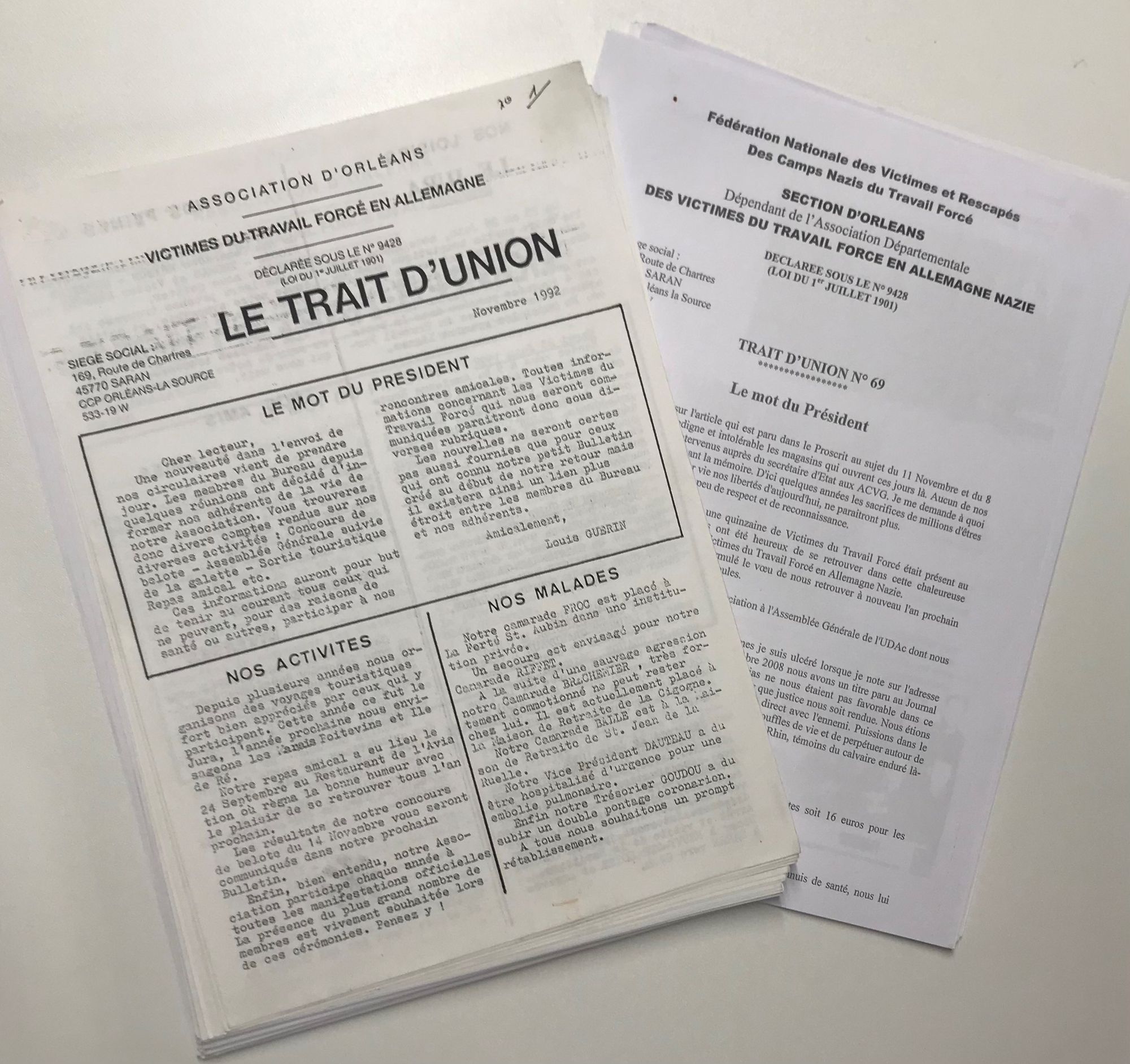 Archives de la Section d’Orléans et de sa région des victimes du travail forcé en Allemagne (1944-2016)