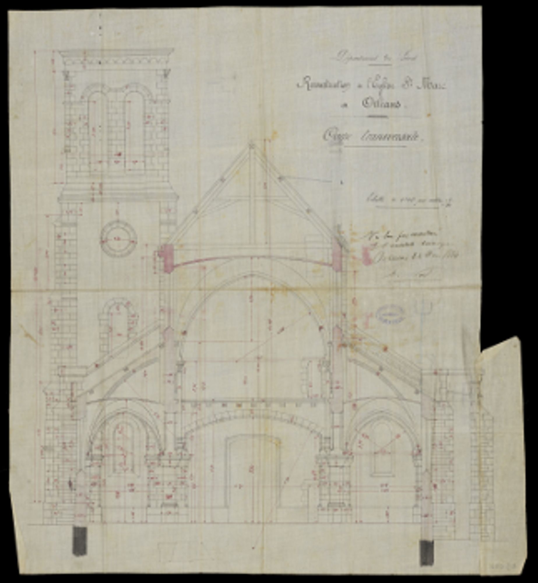  Fonds Glomeau. Coupe transversale de l'église Saint-Marc.