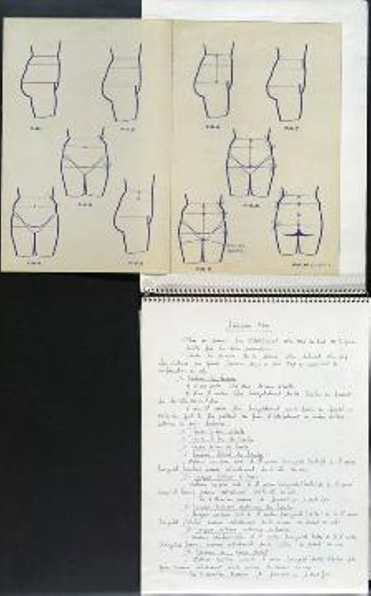 Cahier de croquis et descriptif d’un modèle de gaine.