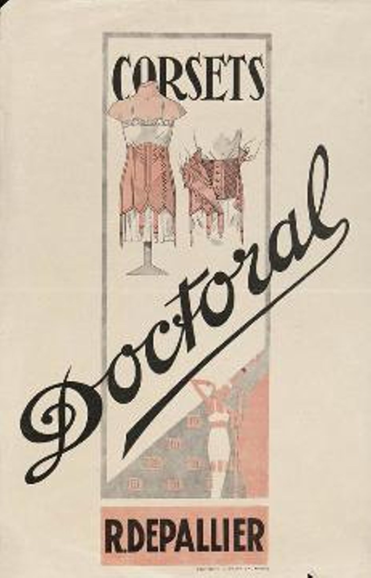 Affiche publicitaire pour le corset Doctoral de la société Desjouis-Depallier (début XXe siècle).