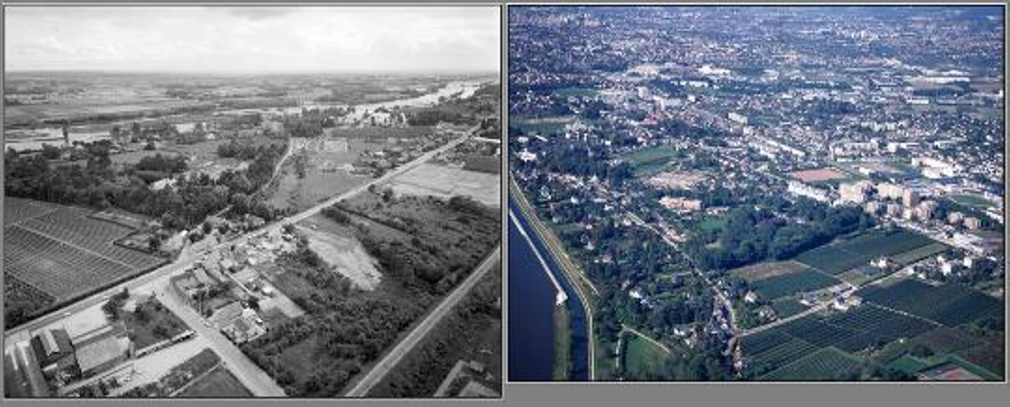 Saint-Jean-de-Braye, vue aérienne. (mai 1971 / octobre 1995)