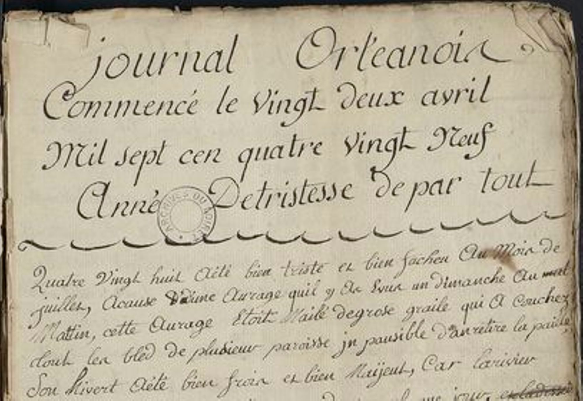 Journal de Jeanne-Victoire Dellezigne. Fonds Jarry.