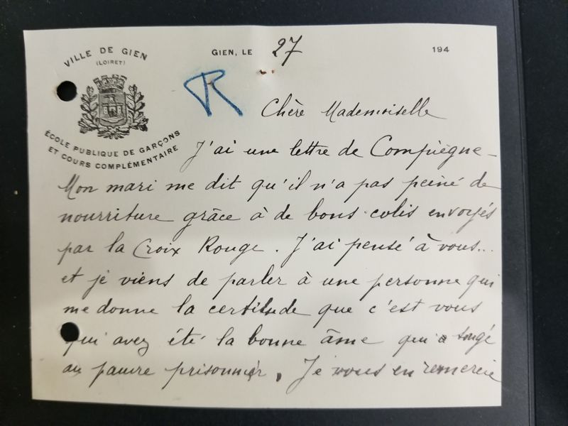 Lettre adressée à Mademoiselle Croissandeau, 1944