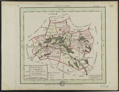 Département du Loiret, divisé en 7 districts et 59 cantons, par les auteurs de l'Atlas National, rue de la Harpe n°26.