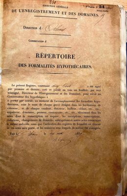 Répertoire des formalités hypothécaire d'Orléans