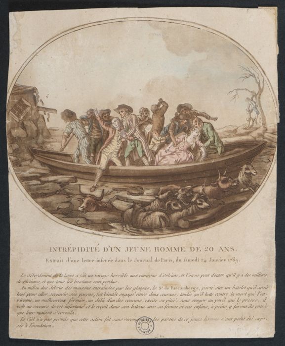 Anecdote illustrée d'un sauvetage durant le "débordement de la Loire" [en 1789]