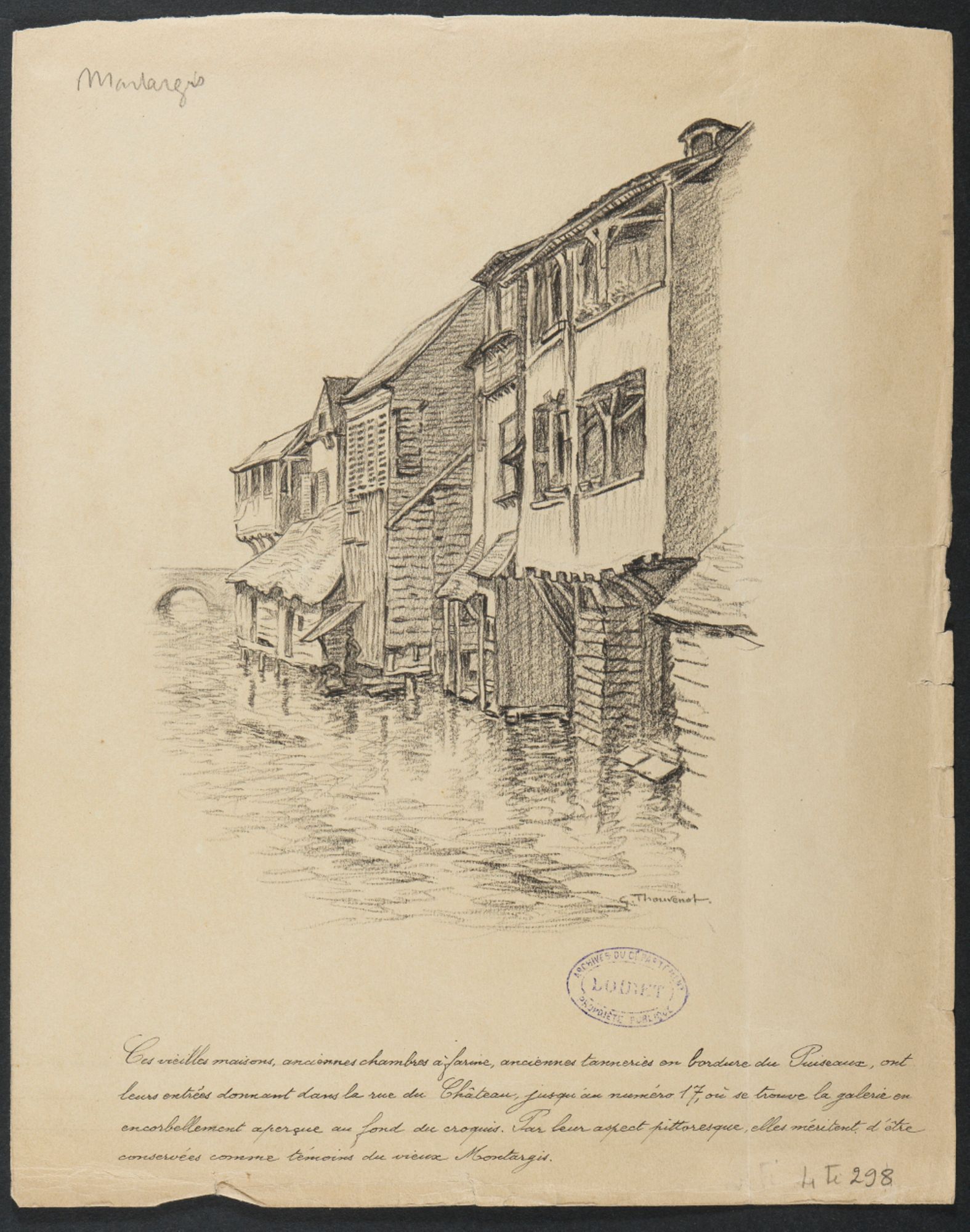 Anciennes tanneries en bordure du Puiseaux à Montargis [XXe s.]